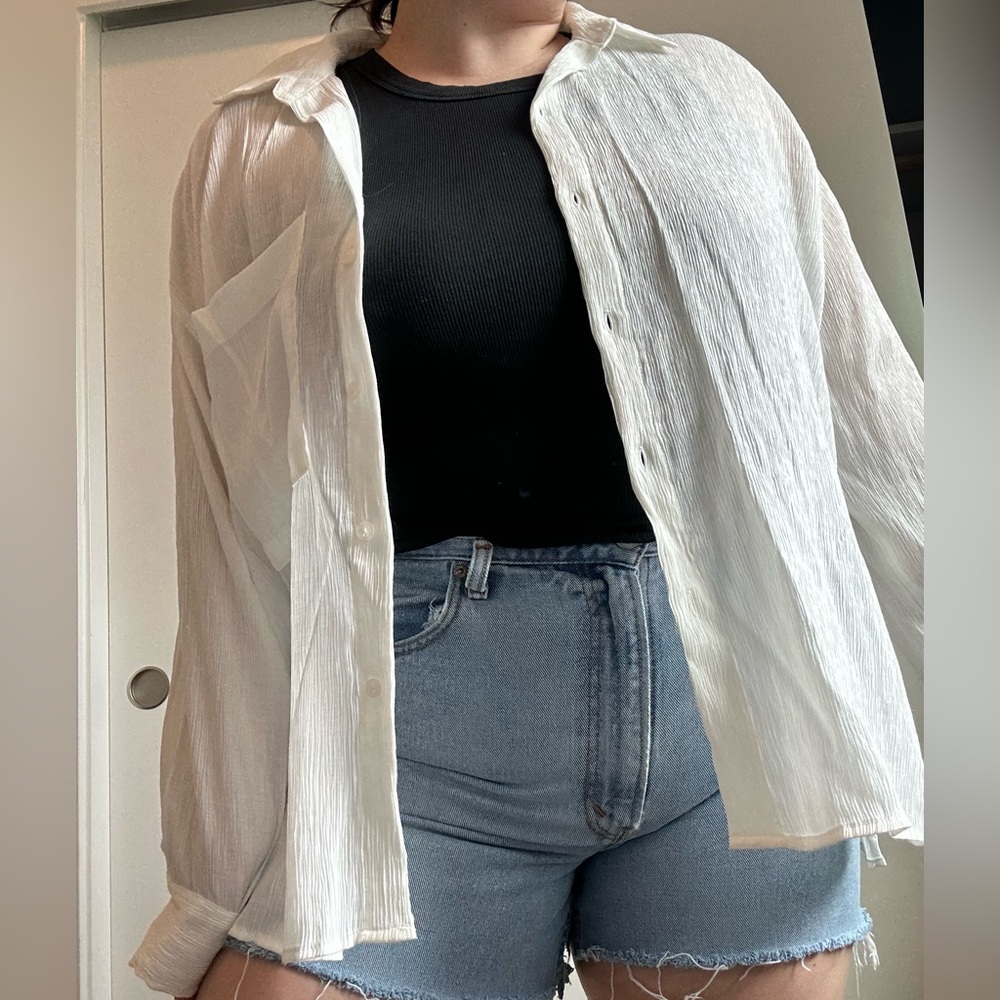 Abercrombie Button up oversized crinkle shirt